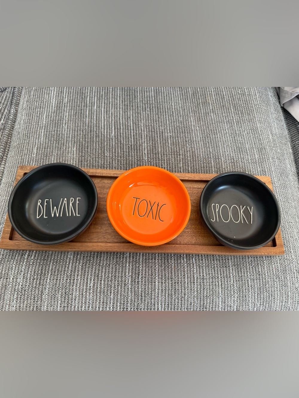 Rae Dunn Black & Orange Halloween Snack Bowls Set (3)